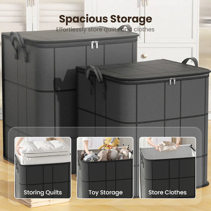 🔥Spacious Moving Storage Bin, Zippered Organizer for Quilts, Bedding & Sweaters, Large Capacity Fabric Bag for Moving Day, Closet & Bedroom Use