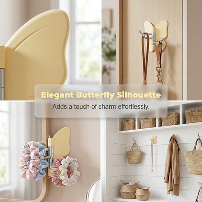 🦋Rotatable butterfly hook – no drilling needed, 3 arms for all your accessories, keeps everything organized