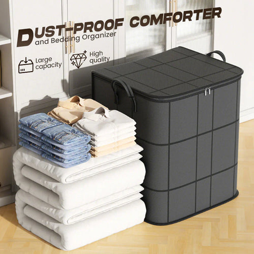 🔥Spacious Moving Storage Bin, Zippered Organizer for Quilts, Bedding & Sweaters, Large Capacity Fabric Bag for Moving Day, Closet & Bedroom Use
