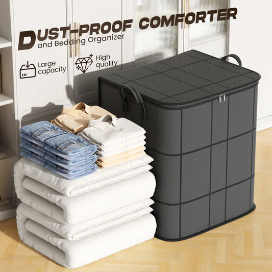 🔥Spacious Moving Storage Bin, Zippered Organizer for Quilts, Bedding & Sweaters, Large Capacity Fabric Bag for Moving Day, Closet & Bedroom Use