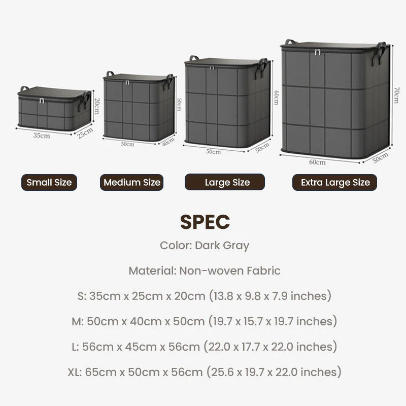 🔥Spacious Moving Storage Bin, Zippered Organizer for Quilts, Bedding & Sweaters, Large Capacity Fabric Bag for Moving Day, Closet & Bedroom Use